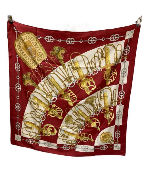 HERMES（エルメス）HERMES (エルメス) CLIQUETIS 剣柄大判スカーフ レッド サイズ:不明（実寸サイズをご確認ください）の古着・服飾アイテム