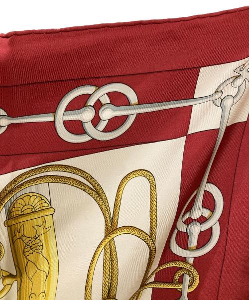 HERMES（エルメス）HERMES (エルメス) CLIQUETIS 剣柄大判スカーフ レッド サイズ:不明（実寸サイズをご確認ください）の古着・服飾アイテム