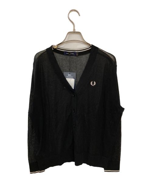 FRED PERRY（フレッドペリー）FRED PERRY (フレッドペリー) シアーVネックカーディガン ブラック サイズ:10の古着・服飾アイテム