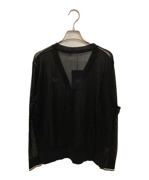 FRED PERRY（フレッドペリー）FRED PERRY (フレッドペリー) シアーVネックカーディガン ブラック サイズ:10の古着・服飾アイテム