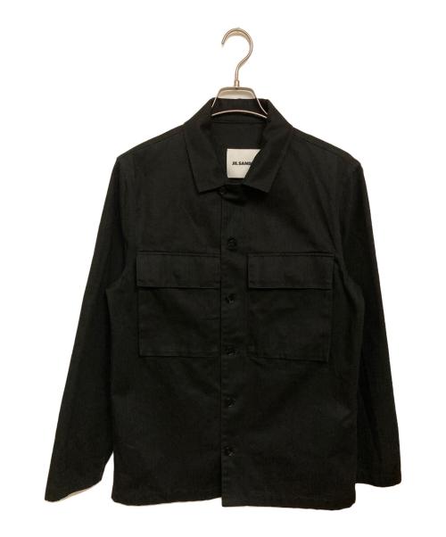 JIL SANDER+（ジルサンダープラス）JIL SANDER+ (ジルサンダープラス) オーバーサイズツイルシャツ ブラック サイズ:44の古着・服飾アイテム