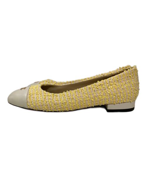 CHANEL（シャネル）CHANEL (シャネル) ココマークツイードパンプス イエロー サイズ:38の古着・服飾アイテム