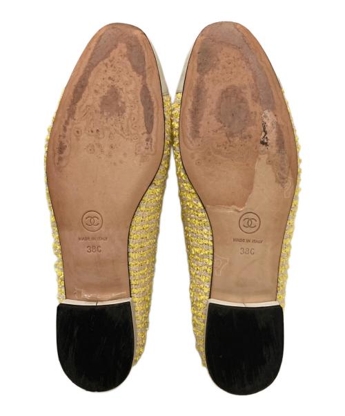 CHANEL（シャネル）CHANEL (シャネル) ココマークツイードパンプス イエロー サイズ:38の古着・服飾アイテム