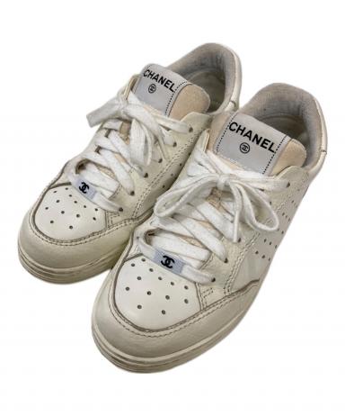 中古・古着通販】CHANEL (シャネル) レザースニーカー ホワイト サイズ