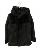 1piu1uguale3×EMMETIウノピュウノウグァーレトレ×エンメティ）の古着「MOUTON WRAPHOODED COAT」｜ブラック