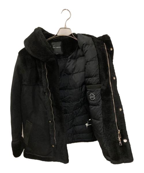 1piu1uguale3（ウノピュウノウグァーレトレ）1piu1uguale3 (ウノピュウノウグァーレトレ) EMMETI (エンメティ) MOUTON WRAPHOODED COAT ブラック サイズ:3の古着・服飾アイテム