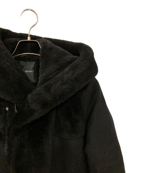 1piu1uguale3（ウノピュウノウグァーレトレ）1piu1uguale3 (ウノピュウノウグァーレトレ) EMMETI (エンメティ) MOUTON WRAPHOODED COAT ブラック サイズ:3の古着・服飾アイテム