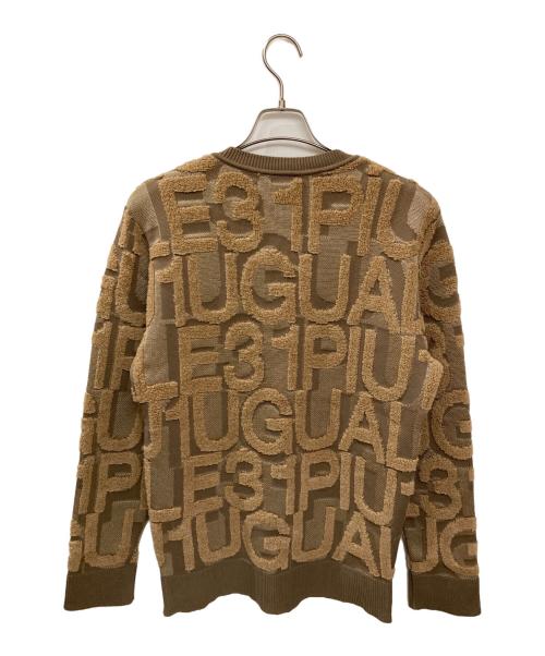 1piu1uguale3 GOLF（ウノ ピゥ ウノ ウグァーレ トレ ゴルフ）1piu1uguale3 golf (ウノ ピゥ ウノ ウグァーレ トレ ゴルフ) BIG FULL LOGO V-NECK グリーン×ベージュ サイズ:4の古着・服飾アイテム