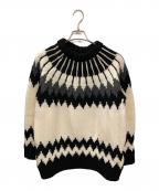 1piu1uguale3ウノピュウノウグァーレトレ）の古着「NORDIC BIG CREW/ニット」｜ブラック×ホワイト