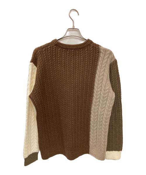 1piu1uguale3（ウノピュウノウグァーレトレ）1piu1uguale3 (ウノピュウノウグァーレトレ) CRAZY CABLE CREW ブラウン サイズ:4の古着・服飾アイテム