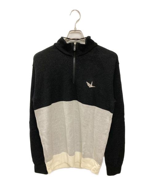 1piu1uguale3 GOLF（ウノ ピゥ ウノ ウグァーレ トレ ゴルフ）1piu1uguale3 golf (ウノ ピゥ ウノ ウグァーレ トレ ゴルフ) ハーフジップニット ブラック サイズ:5の古着・服飾アイテム