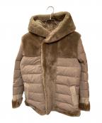 1piu1uguale3×EMMETIウノピュウノウグァーレトレ×エンメティ）の古着「MOUNTON SHORT WRAPHOODED COAT」｜ベージュ