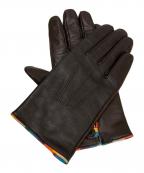 PAUL SMITHポールスミス）の古着「アイコンストライプ カシミヤライニングレザーグローブ」｜ブラウン