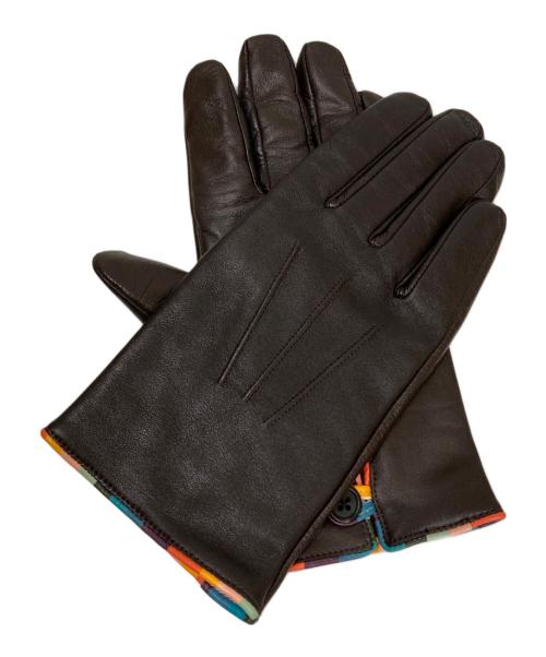 PAUL SMITH（ポールスミス）PAUL SMITH (ポールスミス) アイコンストライプ カシミヤライニングレザーグローブ ブラウンの古着・服飾アイテム