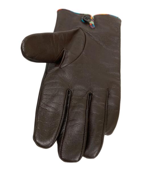 PAUL SMITH（ポールスミス）PAUL SMITH (ポールスミス) アイコンストライプ カシミヤライニングレザーグローブ ブラウンの古着・服飾アイテム
