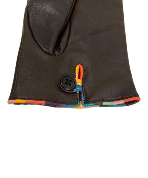 PAUL SMITH（ポールスミス）PAUL SMITH (ポールスミス) アイコンストライプ カシミヤライニングレザーグローブ ブラウンの古着・服飾アイテム