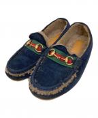GUCCIグッチ）の古着「ホースビットスウェードモカシンシューズ」｜ネイビー