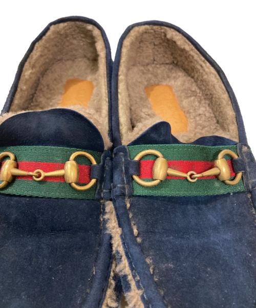 GUCCI（グッチ）GUCCI (グッチ) ホースビットスウェードモカシンシューズ ネイビー サイズ:7の古着・服飾アイテム