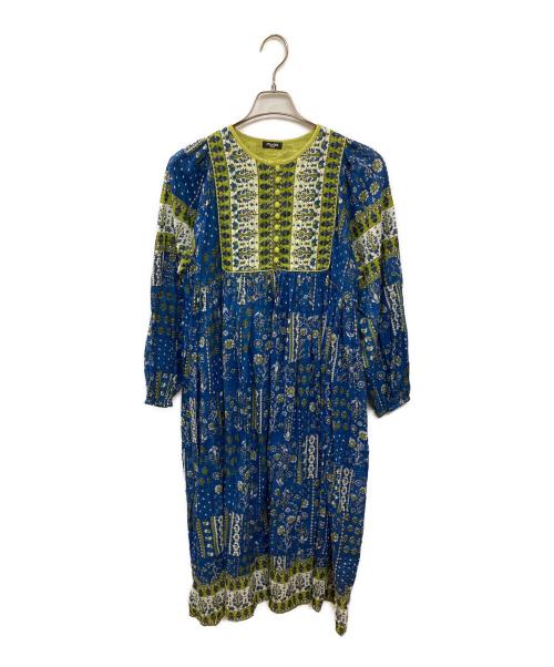 Marble SUD（マーブルシュッド）Marble SUD (マーブルシュッド) bagru 切替quilt OP ブルー サイズ:Freeの古着・服飾アイテム