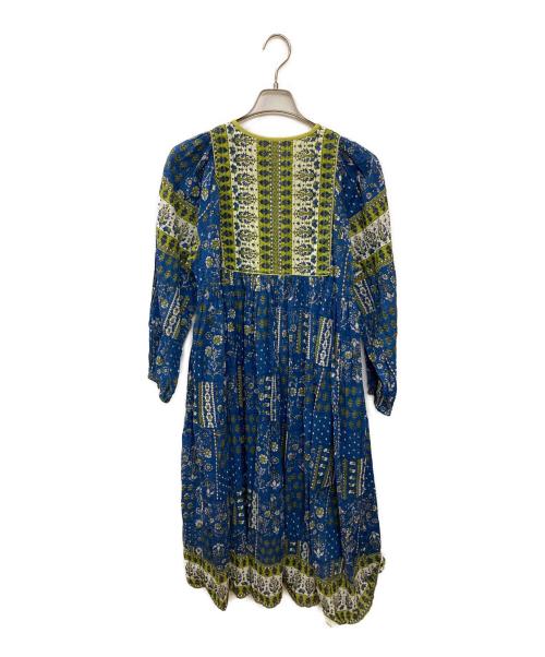 Marble SUD（マーブルシュッド）Marble SUD (マーブルシュッド) bagru 切替quilt OP ブルー サイズ:Freeの古着・服飾アイテム