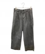 nestrobe confectネストローブ コンフェクト）の古着「コットンリネン ギャバジン ピグメントバイオ ミリタリートラウザーズ」｜グレー
