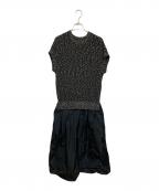 DRAWERドゥロワー）の古着「ツイード切替ワンピース」｜ブラック