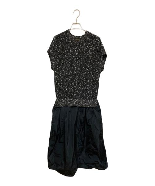 DRAWER（ドゥロワー）Drawer (ドゥロワー) ツイード切替ワンピース ブラック サイズ:1の古着・服飾アイテム