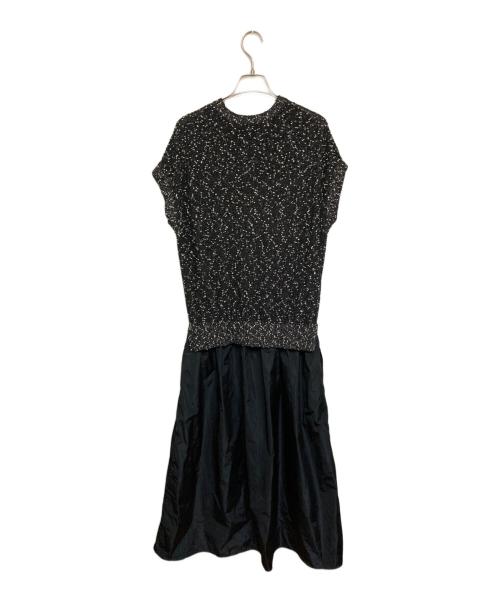 DRAWER（ドゥロワー）Drawer (ドゥロワー) ツイード切替ワンピース ブラック サイズ:1の古着・服飾アイテム