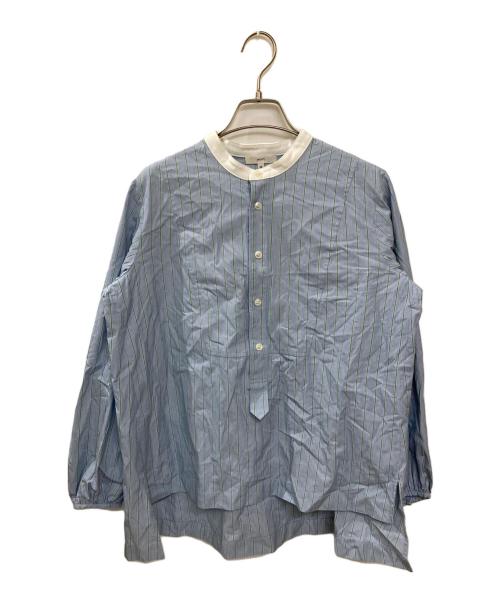 YORI（ヨリ）yori (ヨリ) バックリボン プルオーバー ストライプシャツ ブルー サイズ:Mの古着・服飾アイテム