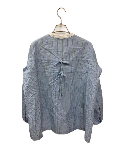 YORI（ヨリ）yori (ヨリ) バックリボン プルオーバー ストライプシャツ ブルー サイズ:Mの古着・服飾アイテム