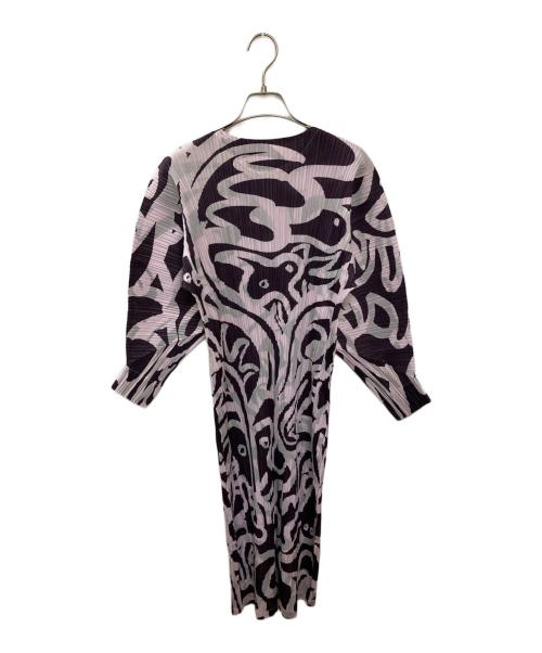 PLEATS PLEASE（プリーツプリーズ）PLEATS PLEASE (プリーツプリーズ) SEEKER/プリントワンピース パープル サイズ:3の古着・服飾アイテム