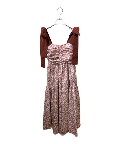 Snidel（スナイデル）Snidel (スナイデル) ショルダーリボンフラワーワンピース レッド サイズ:Sの古着・服飾アイテム