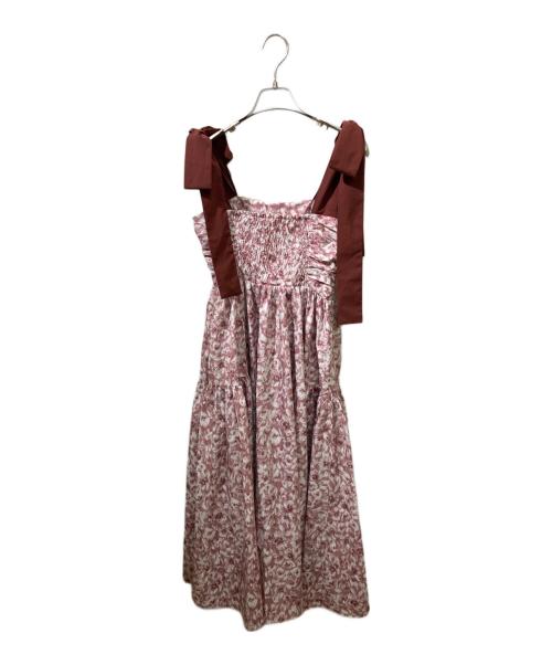 Snidel（スナイデル）Snidel (スナイデル) ショルダーリボンフラワーワンピース レッド サイズ:Sの古着・服飾アイテム