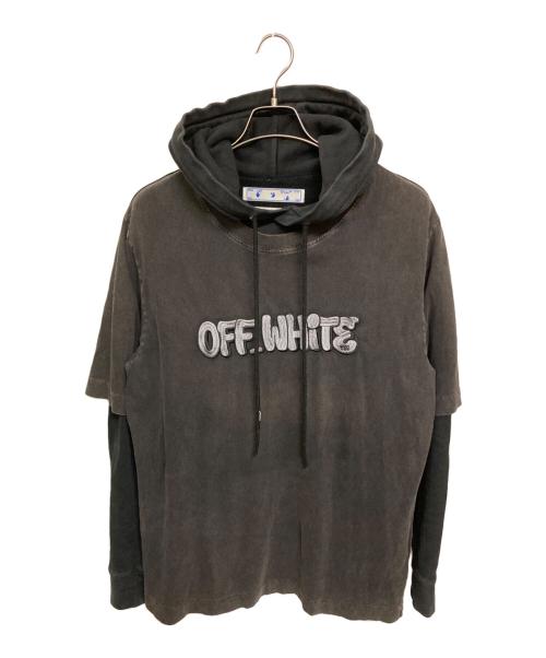 OFFWHITE（オフホワイト）OFFWHITE (オフホワイト) ロゴ刺繍レイヤードパーカー グレー サイズ:Sの古着・服飾アイテム