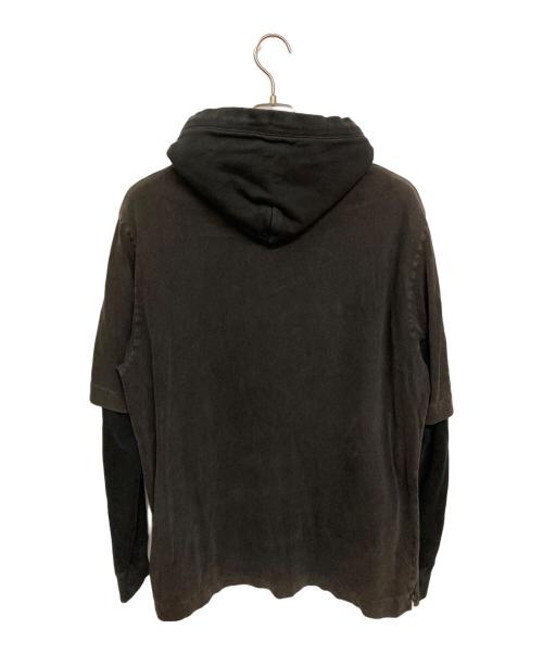 OFFWHITE（オフホワイト）OFFWHITE (オフホワイト) ロゴ刺繍レイヤードパーカー グレー サイズ:Sの古着・服飾アイテム