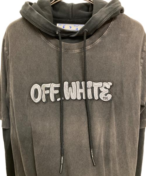 OFFWHITE（オフホワイト）OFFWHITE (オフホワイト) ロゴ刺繍レイヤードパーカー グレー サイズ:Sの古着・服飾アイテム