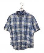 RALPH LAURENラルフローレン）の古着「半袖リネンシャツ」｜ホワイト×ブルー