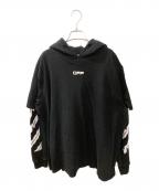 OFFWHITEオフホワイト）の古着「AIRPORT TAPE DOUBLE TEE HOODIE」｜ブラック
