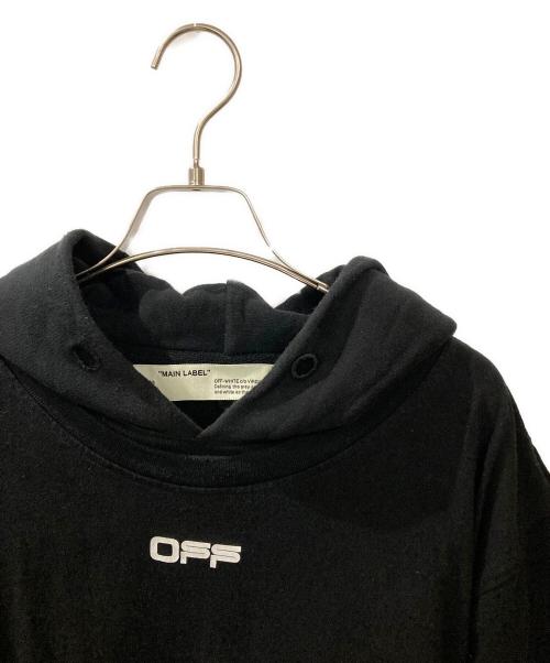 OFFWHITE（オフホワイト）OFFWHITE (オフホワイト) AIRPORT TAPE DOUBLE TEE HOODIE ブラック サイズ:Mの古着・服飾アイテム