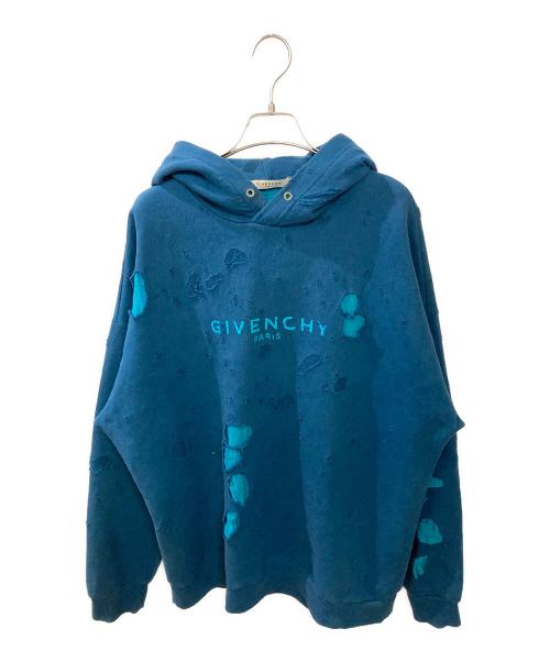 GIVENCHY（ジバンシィ）GIVENCHY (ジバンシィ) デストロイドフーディ ブルー サイズ:XLの古着・服飾アイテム