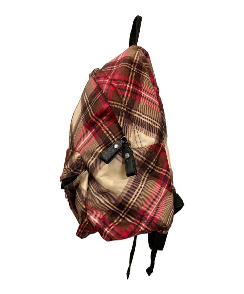 Vivienne Westwood（ヴィヴィアンウエストウッド）Vivienne Westwood (ヴィヴィアンウエストウッド) オーブパッチチェック柄リュック レッドの古着・服飾アイテム