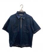 seven by sevenセブンバイセブン）の古着「半袖デニムペインターワークシャツ」｜インディゴ
