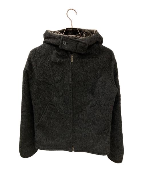 EMPORIO ARMANI（エンポリオアルマーニ）EMPORIO ARMANI (エンポリオアルマーニ) ウールモヘヤファー起毛フードジャケット ブラック サイズ:44の古着・服飾アイテム