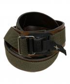 STONE ISLANDストーンアイランド）の古着「ナイロンレザーコンビベルト」｜ブラウン×オリーブ