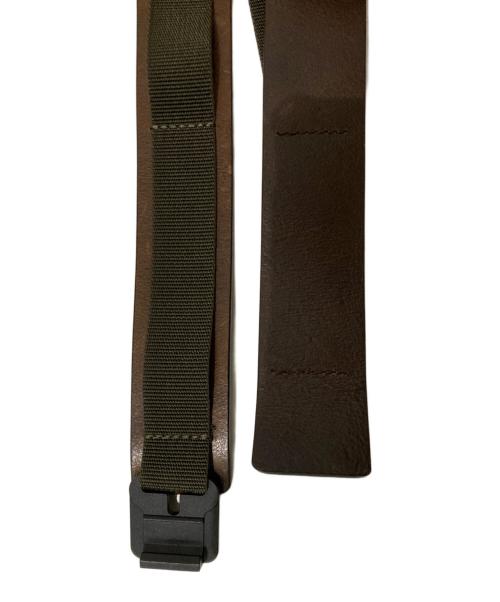 STONE ISLAND（ストーンアイランド）STONE ISLAND (ストーンアイランド) ナイロンレザーコンビベルト ブラウン×オリーブの古着・服飾アイテム