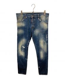 DSQUARED2（ディースクエアード）の古着「ペイントダメージデニムパンツ」｜インディゴ