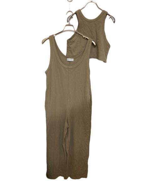 Adam et Rope（アダム エ ロペ）Adam et Rope (アダム エ ロペ) Wフェイスジャージーセットロンパース ベージュ サイズ:Freeの古着・服飾アイテム