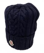 MONCLERモンクレール）の古着「ロゴワッペンケーブルニット帽」｜ネイビー