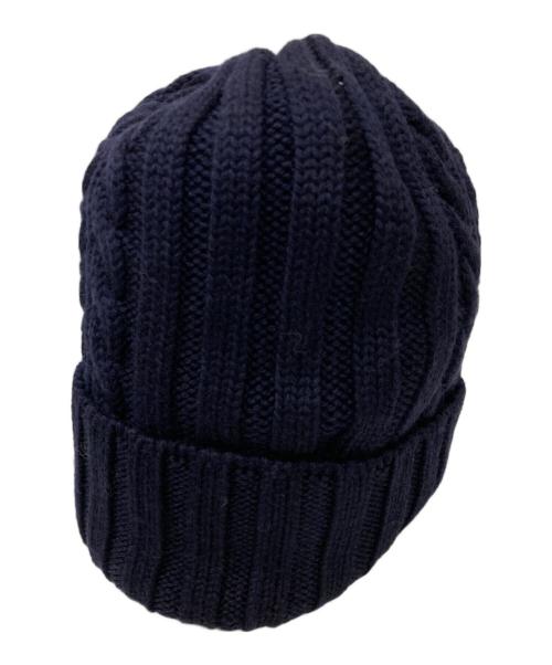 MONCLER（モンクレール）MONCLER (モンクレール) ロゴワッペンケーブルニット帽 ネイビーの古着・服飾アイテム