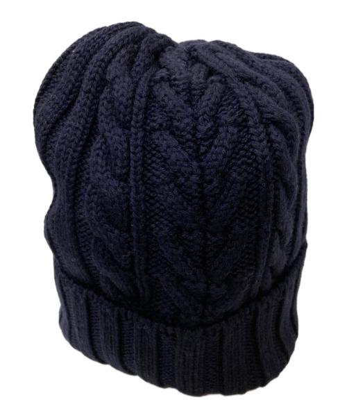MONCLER（モンクレール）MONCLER (モンクレール) ロゴワッペンケーブルニット帽 ネイビーの古着・服飾アイテム